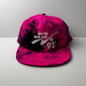 Vintage Good Stuff Radio Hat 1980s Pink Wash Nylon Snap Black Hat